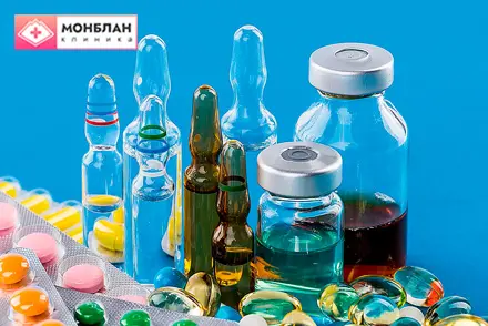 Разнообразные лекарства в таблетках и ампулах Разнообразные лекарства в таблетках и ампулах